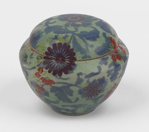 Green Floral Covered Jar
